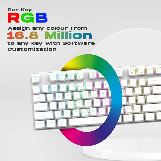 Cosmic Byte CB-GK-37 Firefly Per-Key RGB TKL Mechanical Keyboard with Swappable Outemu Red Switch, Macros, Software (White)