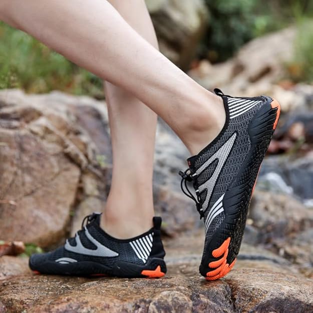 ANDUNE Men's Barefoot & Minimalist Shoes - Black Blaze | Wide Toe Box | Zero Drop Sole