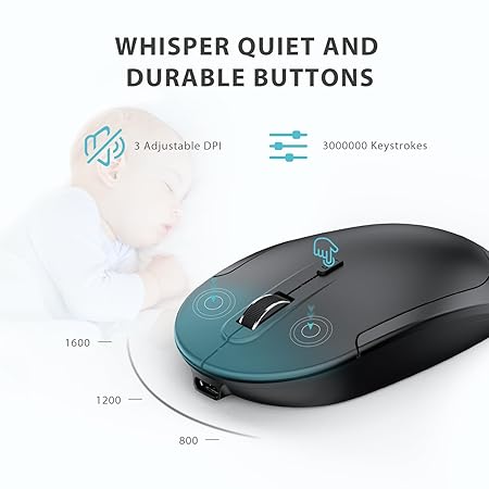 iClever GK08 Wireless Keyboard and Mouse Set, Rechargeable Wireless Keyboard Ergonomic Full Size Design with Number Pad, 2.4G Stable Connection for Windows, Mac OS Computer, Black