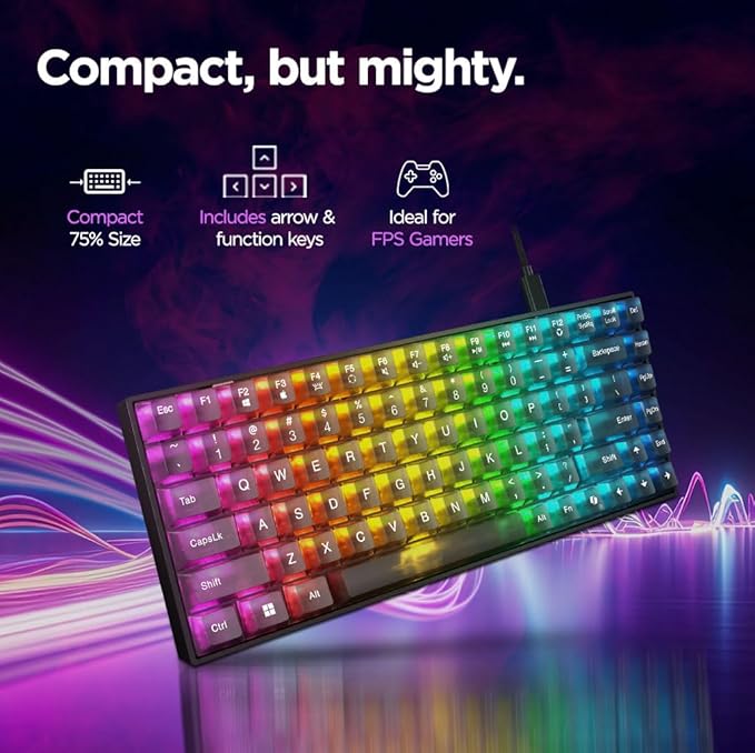 Lenovo Legion K510 Mini Pro Gaming Keyboard, 16.8 Million Colors RGB Per Key, Programmable |100% Anti Ghosting Mechanical switches |Customizable| USB 2.0 Interface
