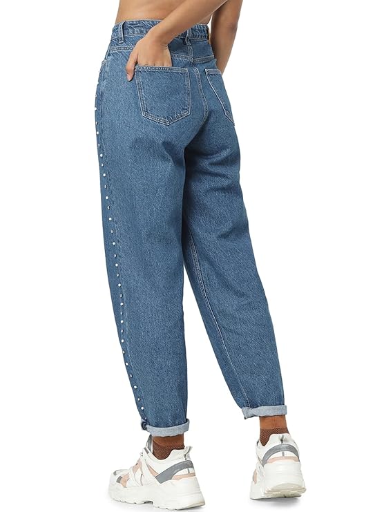ONLY Women's Mid Rise Relaxed-Fit Mom Jeans | Boyfriend Jeans for Women
