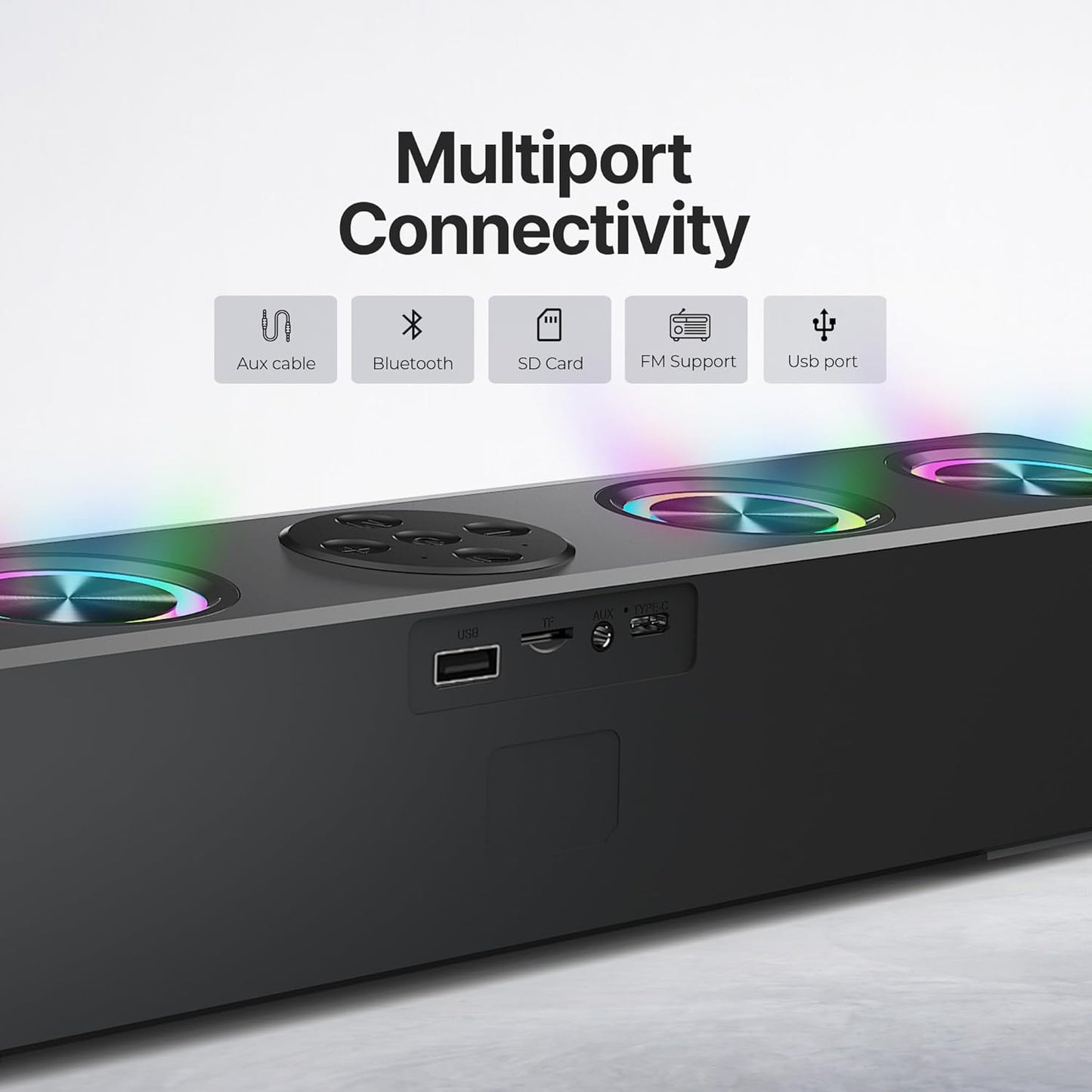 CrossBeats Blaze B30 Bluetooth 30W Soundbar Gaming RGB Light | AUX, BT, SD Card, USB &FM I 8 Hrs Playtime Fast Charge| TWS Pairing