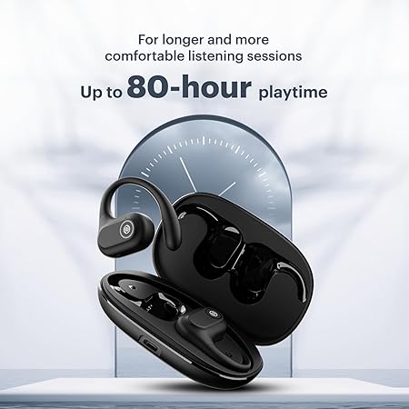 Noise Pure Pods Wireless Open Ear Earbuds with AirWave™ Technology,Up-to 80H Playtime (Black)