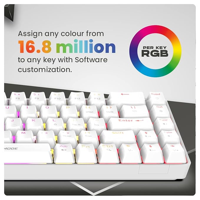 Cosmic Byte CB-GK-36 Artemis 68Key Per Key RGB Wired Mechanical Keyboard with Outemu Swappable Blue Switches and Software (White)