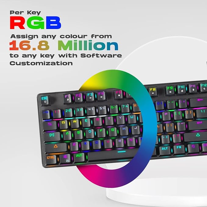 Cosmic Byte CB-GK-18 Firefly Per-Key RGB TKL Mechanical Keyboard with Swappable Outemu Red Switch, Macros, Software (Black)