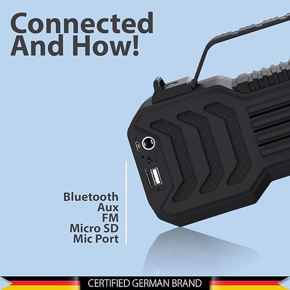 Blaupunkt Atomik BB20 Wireless Bluetooth Party Speaker 20W with Dual Passive Radiator I 1500mAh Battery I Karaoke with Mic (2 color options)