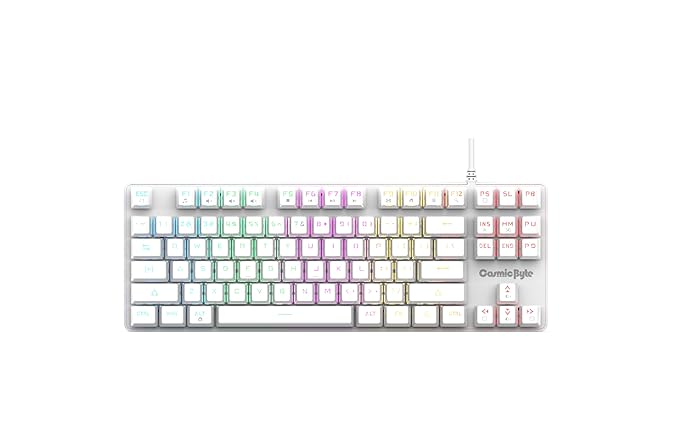 Cosmic Byte CB-GK-37 Firefly Per-Key RGB TKL Mechanical Keyboard with Swappable Outemu Red Switch, Macros, Software (White)