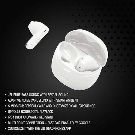 JBL New Launch Tune Flex 2 TWS, ANC Earbuds, 48Hr Playtime, 6 Mics for Clear Calls (3 Color options)