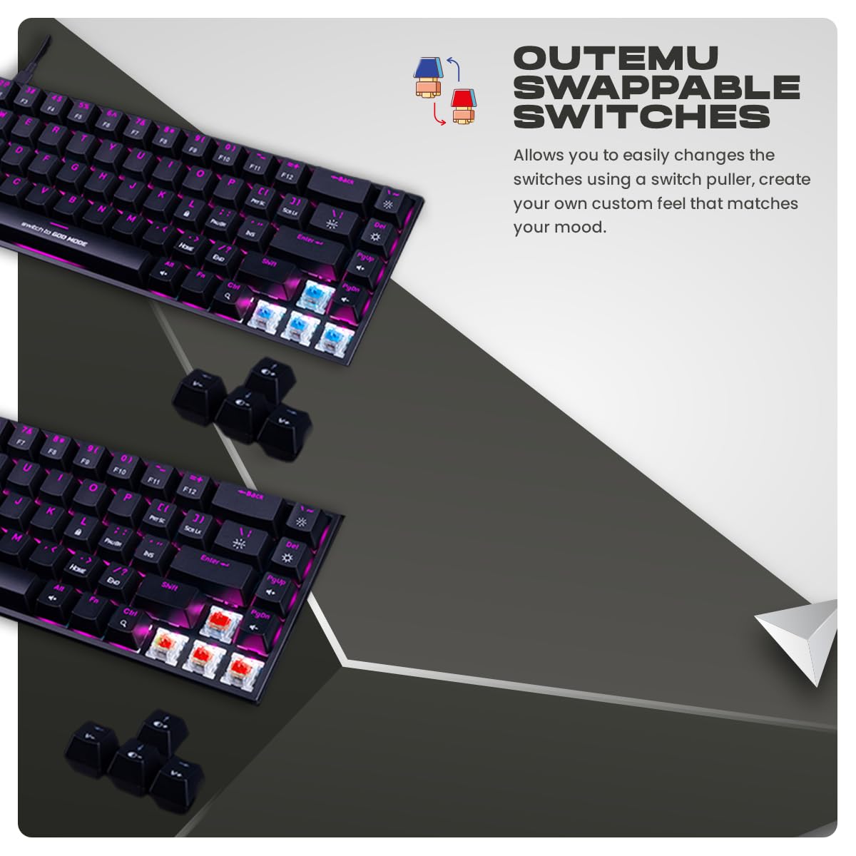 Cosmic Byte CB-GK-23 Artemis 68Key Per Key RGB Wired Mechanical Keyboard with Outemu Blue Switches and Software (Black)