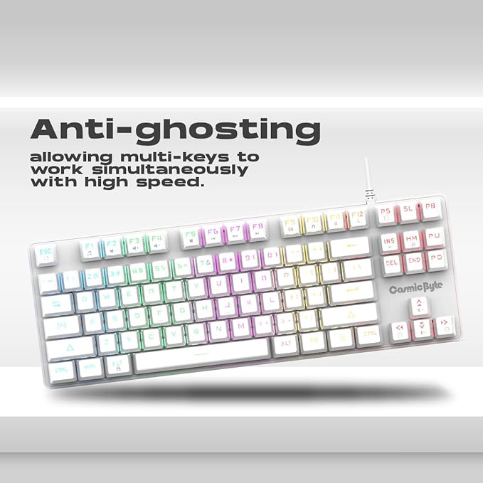 Cosmic Byte CB-GK-37 Firefly Per-Key RGB TKL Mechanical Keyboard with Swappable Outemu Red Switch, Macros, Software (White)
