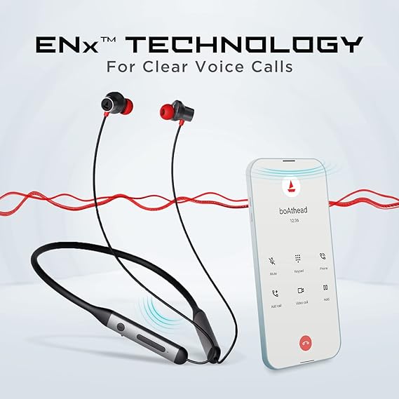 Boat Rockerz 330ANC Bluetooth Neckband in Ear Earphones with mic, 24H Playback & ENx Tech (2 Color options)