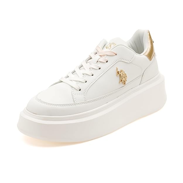 U.S. Polo Assn. Women Lace Up Sneaker Shoes (White)