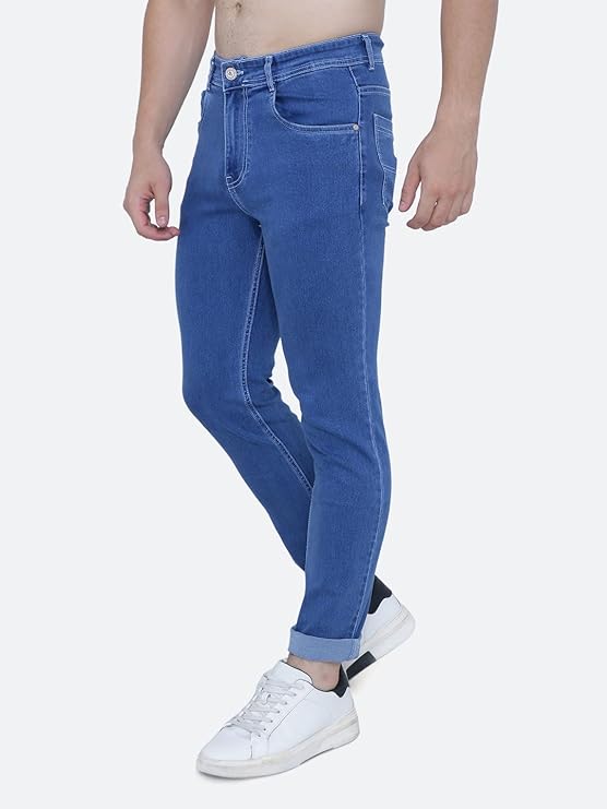 Awack Strechable Denim Washed Regular Fit Mid Waist Medium Weight Stretchable Denim Jeans Pant for Men