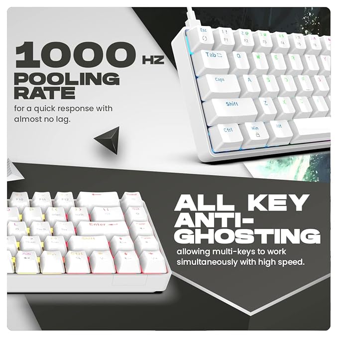 Cosmic Byte CB-GK-36 Artemis 68Key Per Key RGB Wired Mechanical Keyboard with Outemu Swappable Blue Switches and Software (White)