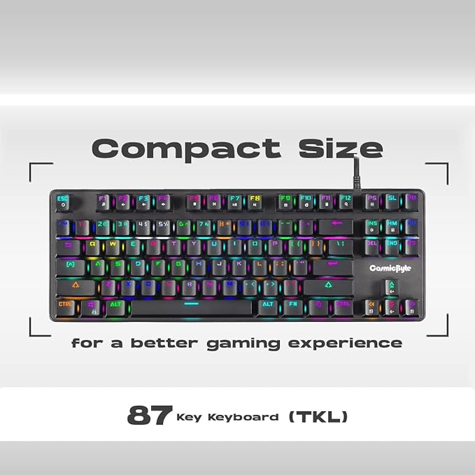 Cosmic Byte CB-GK-18 Firefly Per-Key RGB TKL Mechanical Keyboard with Swappable Outemu Red Switch, Macros, Software (Black)