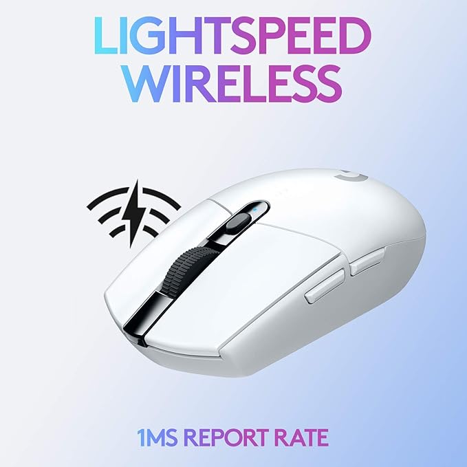 Logitech G304 Lightspeed Wireless Gaming Mouse, Hero Sensor, 12,000 DPI, Lightweight, 6 Programmable Buttons, 250h Battery Life, On-Board Memory, Compatible with PC/Mac - White