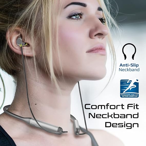Promate Velcon Wireless Neckband in Ear Earphones, Hd Active Noise Cancelling Bluetooth Earphones with Anti-Slip Neckband (4 color options)
