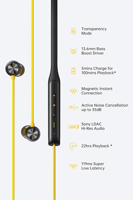 realme Buds Wireless Pro Bluetooth in Ear Earphones with Mic, Fast Charging & Up to 22Hrs Playtime (2 Color options)