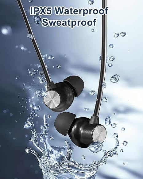 Hmusic H06 Neckband Bluetooth Headphones,Wireless Earbuds Bluetooth 5.4,30H Long Battery Life,33g Lightweight,IPX5 Waterproof (Black)