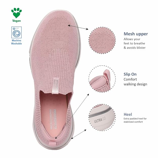 Skechers Women Go Walk 5 Starlit Walking Shoes (Pink)