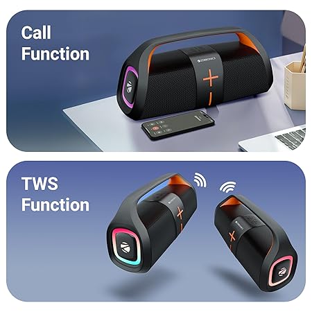 ZEBRONICS 30 Watts Portable Bluetooth Speaker, 30 Hours Playback, Dual 6.6cm Powerful Drivers (Sound Feast 200)