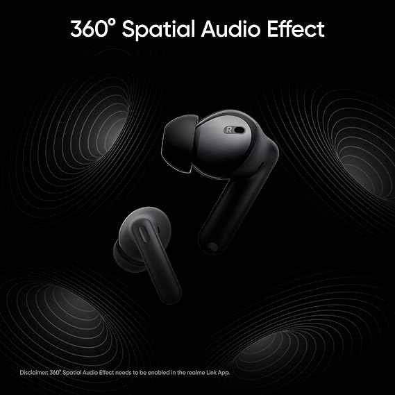 realme Buds T300 Truly Wireless in Ear Earbuds with 30dB ANC, 360° Spatial Audio Effect, Upto 40Hrs Battery (2 Color options)