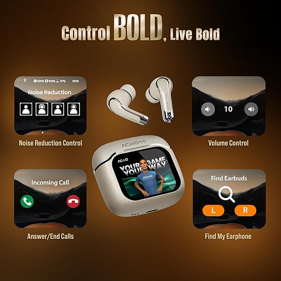 ACwO DwOTS Bold Earbuds | India’s 1st Smart 1.83” True HD Touch Display | ANC (32dB) | 60Hrs Playtime (3 Color options)