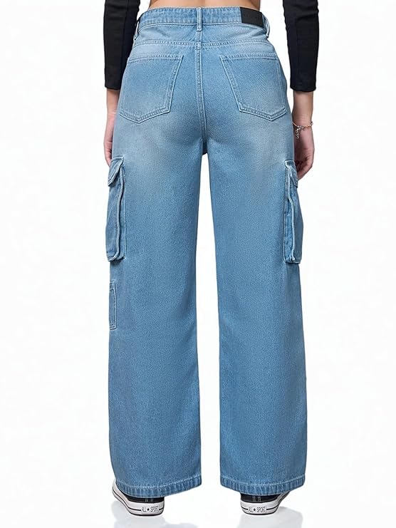 Bewakoof Womens High Rise 100% Cotton Solid Straight Fit Jeans|Straight Fit Jeans – Regular Fit | Classic Denim Pants | Everyday Casual