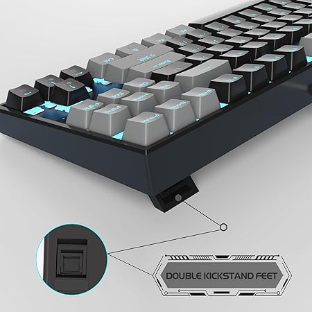 MageGee 75% Mechanical Gaming Keyboard with Red Switch, LED Blue Backlit Keyboard, 87 Keys Compact TKL Wired Computer Keyboard for Windows Laptop PC Gamer - Black/Grey
