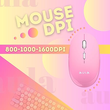 Aula AC306 Wireless Keyboard with Retro Keys and 1600 DPI Mouse Combo | 2.4GHz Wireless Keyboard with Mouse Combo for Desktop/Laptop and Devices with USB Support (Mix Pink)