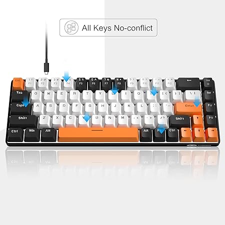 MageGee Product Image Portable 60% Mechanical Gaming Keyboard, MK-Box LED Backlit Compact 68 Keys Mini Wired Office Keyboard with Red Switch for Windows Laptop PC Mac - White/Black