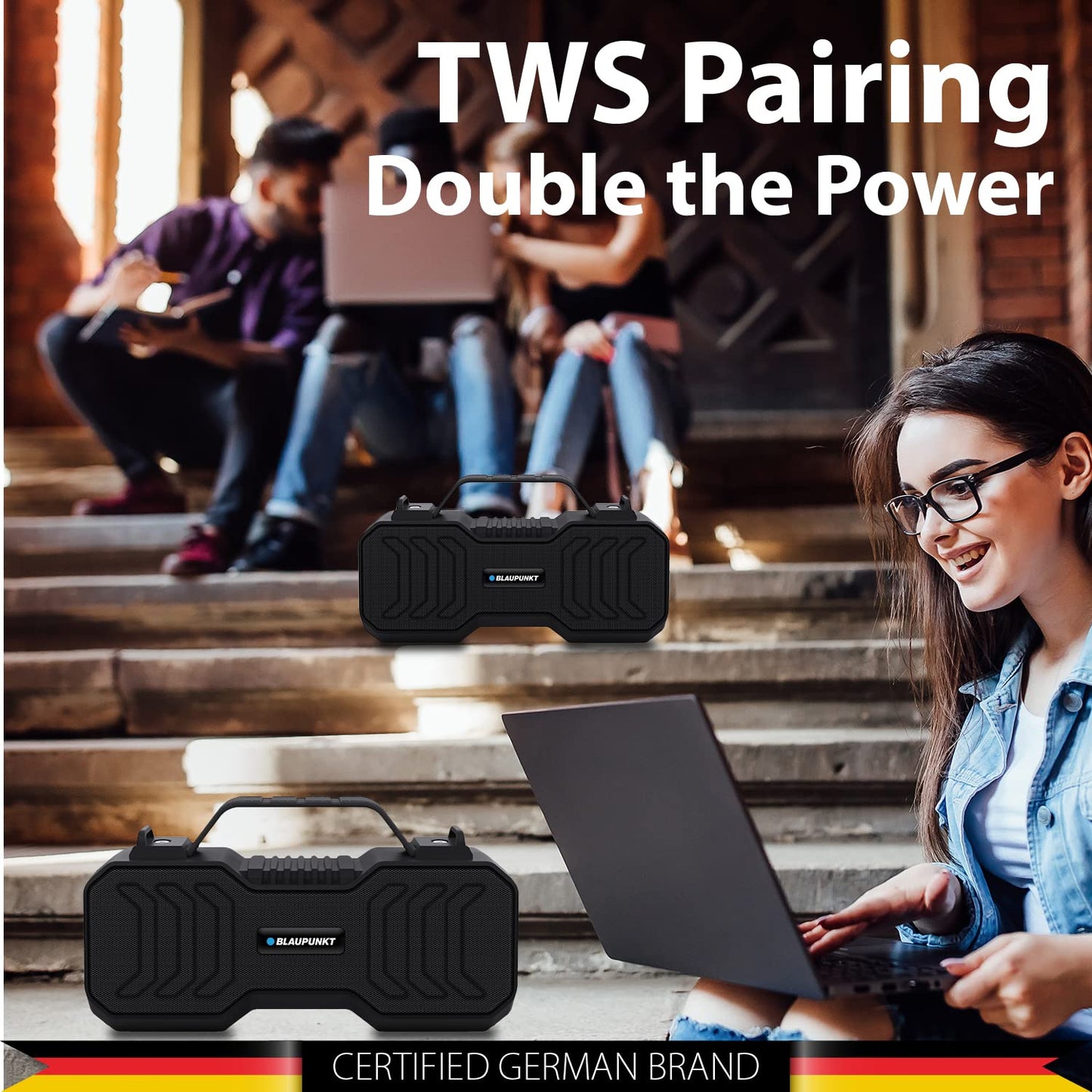 Blaupunkt Atomik BB20 Wireless Bluetooth Party Speaker 20W with Dual Passive Radiator I 1500mAh Battery I Karaoke with Mic (2 color options)