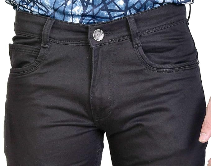 Basilio Cotton Knitted Fabric Stretchable Denim Regular Fit Mid Rise Jeans Pant for Men