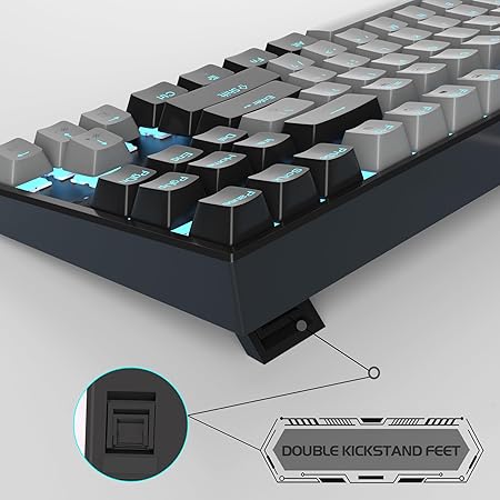 MageGee 75% Mechanical Gaming Keyboard with Blue Switch, LED Blue Backlit Keyboard, 87 Keys Compact TKL Wired Computer Keyboard for Windows Laptop PC Gamer - Grey/Black