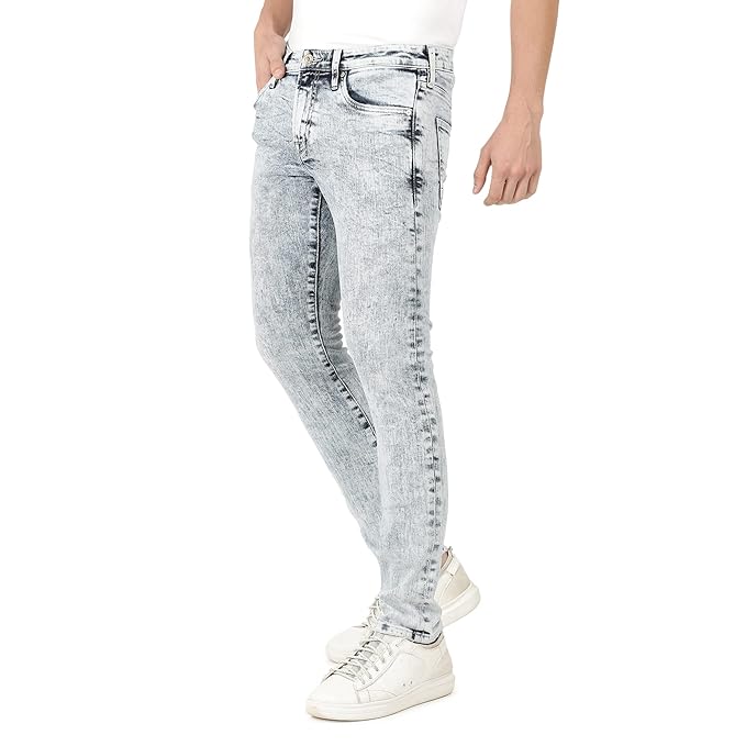 Everblue Men Solid Stretchable Blue Tapered Slim Fit Heavy Fade Midrise Jeans