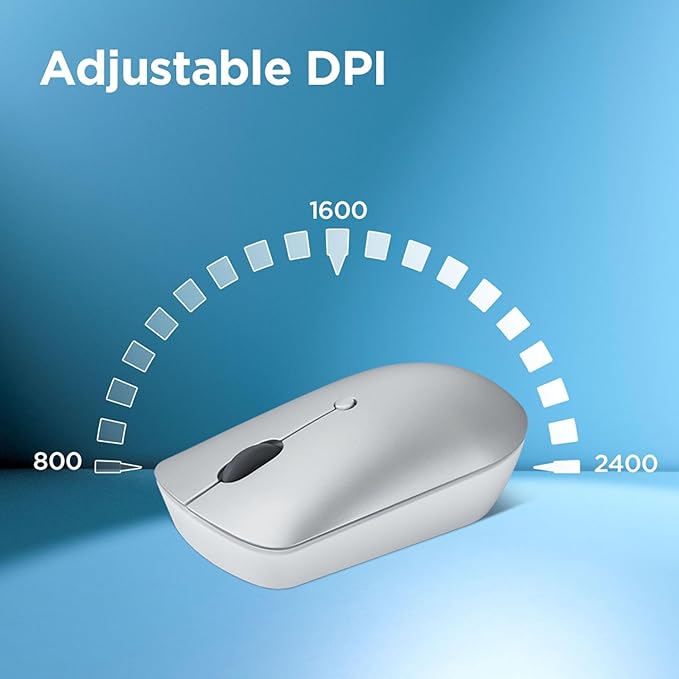 Lenovo 540 USB-C Compact Wireless Mouse (2400 DPI Sensor, 2.4GHz Wireless Nano USB, 4-Button (left click, right click, scroll click, DPI)|Ambidextrous Design| 3 Year Warranty | Cloud Grey)