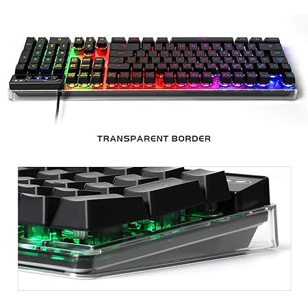 Gaming Keyboard and Mouse Combo, K1 LED Rainbow Backlit Keyboard with 104 Key Computer PC Gaming Keyboard for PC/Laptop