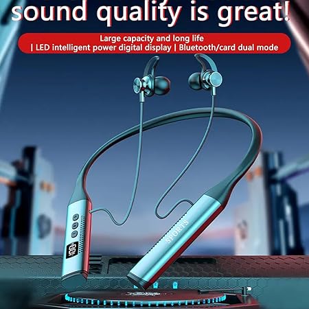 iFAST Digital Display Bluetooth 5.4 Wireless Neckband Earphone with Mic | Up to 50 Hours Music Playtime (Black)