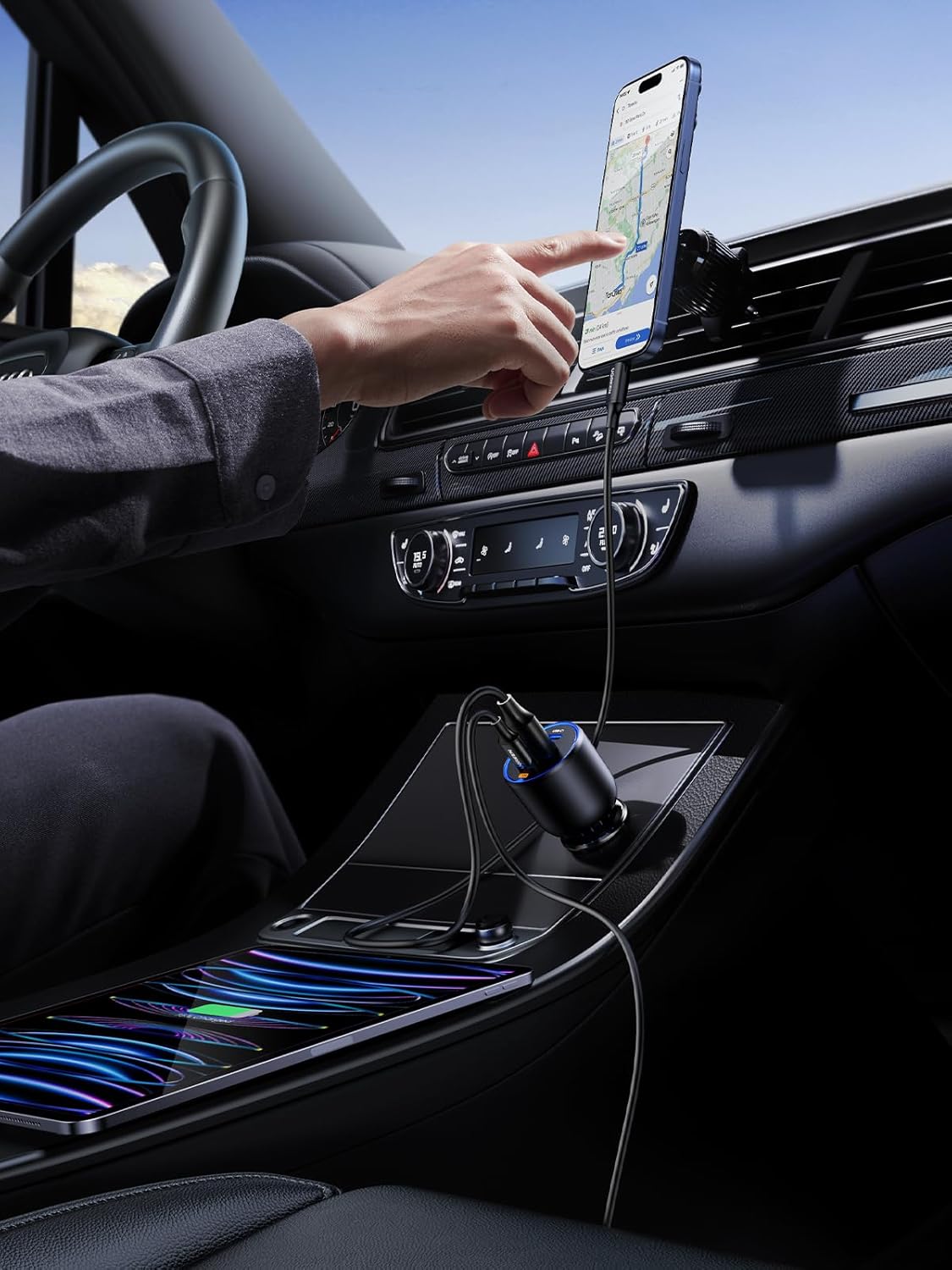 UGREEN 130W Laptop USB C Car Charger Fast Charging, 3 Ports Cigarette Lighter Adapter, PD3.0/QC4.0/PPS 45W (Black)