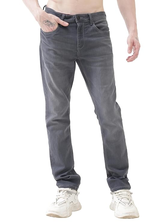 TURMS Men's Black Solid Mid Rise Stretchable Adventure Comfort Denim Pant Cotton Rich Jeans 30 Days No Wash Tailored Fit Casual Wear, Anti Stain Anti Odor Breathable (Available in Plus Sizes)