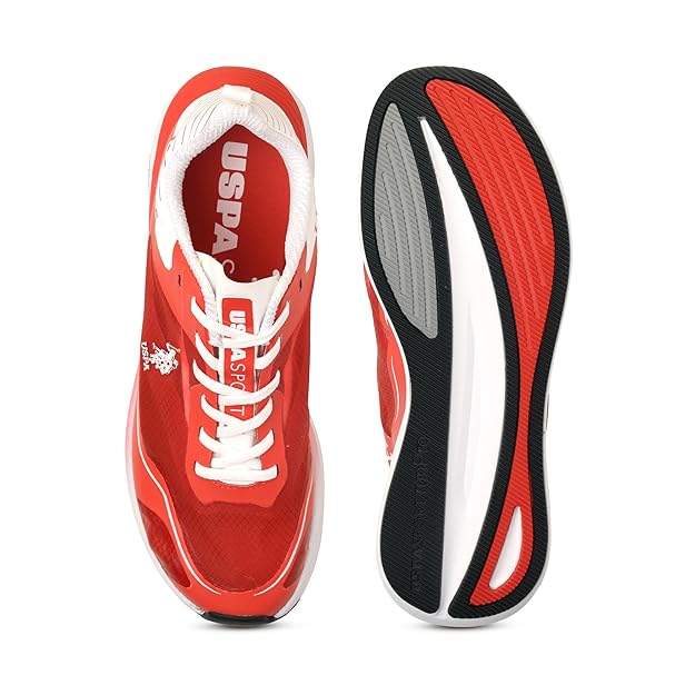 U.S. POLO ASSN. Men Lace Up Running Shoes (RED)