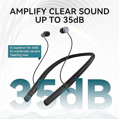 DIGGINGSOUND Hearing Aids, Neckband Hearing Aids with Bluetooth, Hearing Aid Amplifier for Seniors (Black)