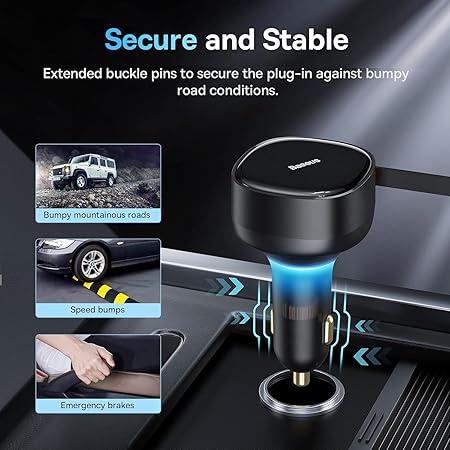 USB C Car Charger, Baseus Retractable Type C Car Charger 2-in-1 Car Charger 33W, Fast Car Charger Adapter