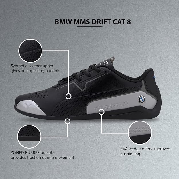 Puma Mens Scuderia Ferrari Drift Cat 8 Shoes Sneaker (Black - Silver)