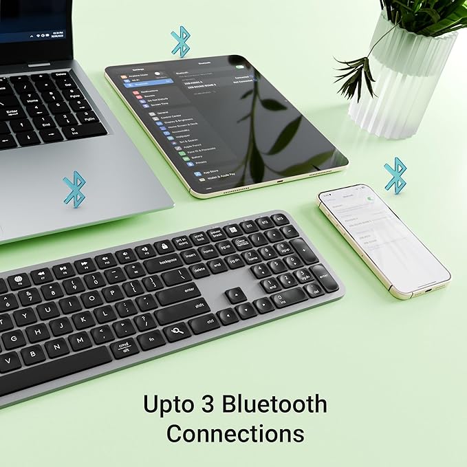 ZEBRONICS K5002MW Slim Wireless Keyboard with in-Built Battery, Copilot AI Key, Windows | Mac | iOS | Android, Scissor Switch, 3 Bluetooth + 2.4Ghz, 109 Keys, 13 Multimedia Keys, Type C Charging