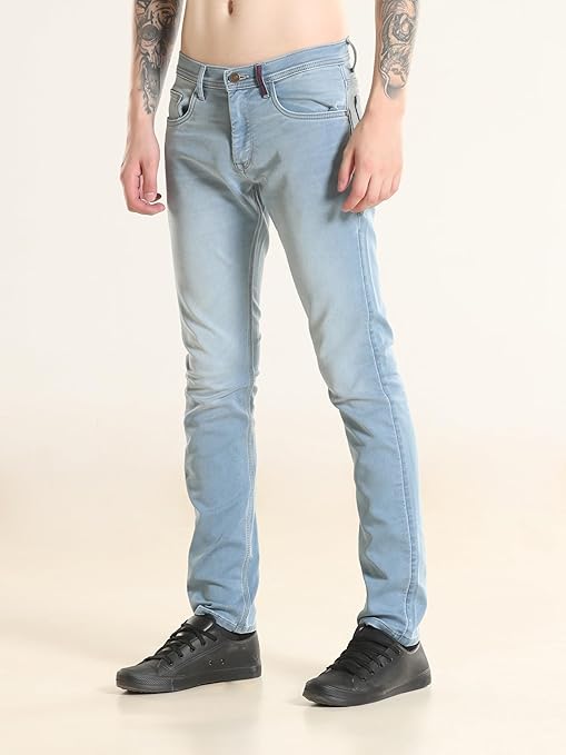 TURMS Men's Cool Tech ICY Comfort Solid Mid Rise Tailored Fit Stretchable Travel Edition Comfort Denim Jeans Cotton Rich Pant | 3Degree Cooler Anti Odor UV Protectant (Available in Plus Sizes)
