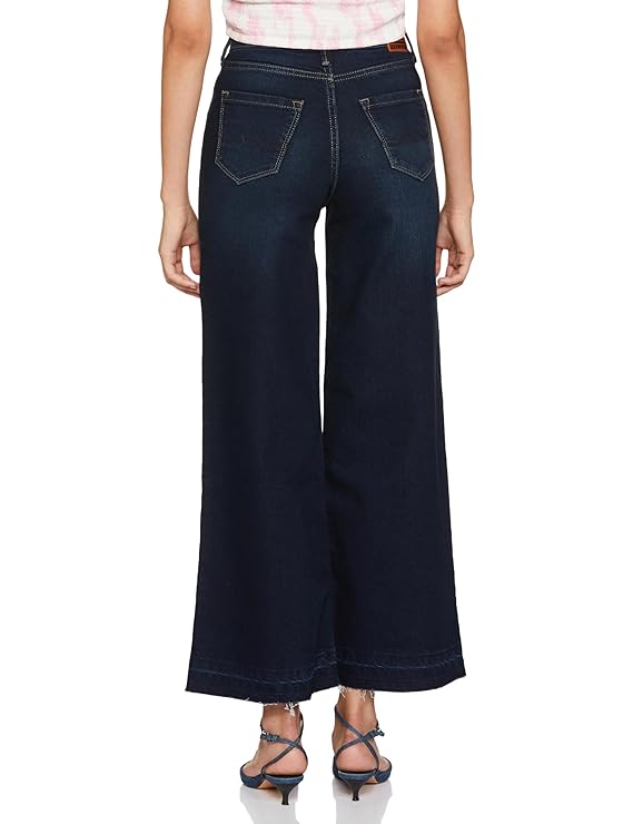 Pepe Jeans High Rise Dark Wash Cotton Relaxed Fit Women's Jeans