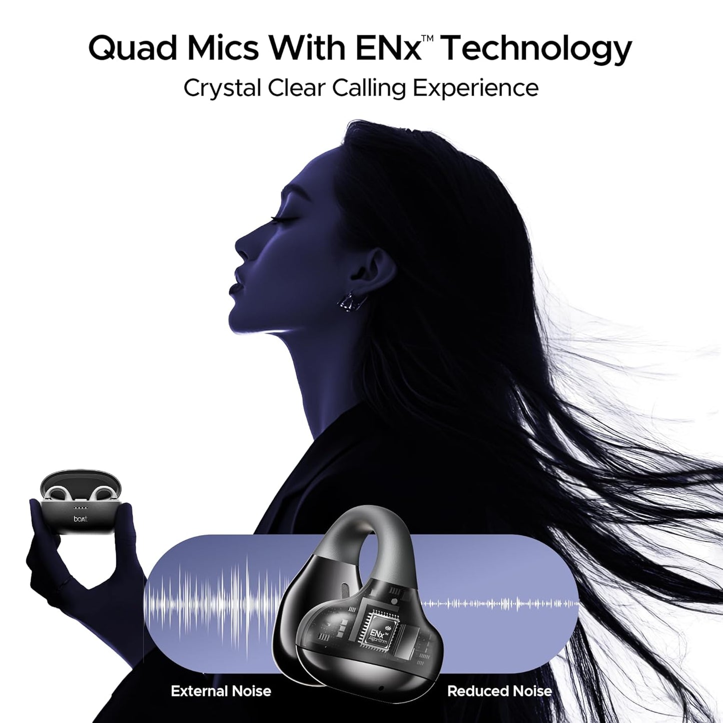 boAt Airdopes Loop OWS Earbuds w/Clip-On Fit, Air Conduction Tech, 50HRS Battery, 4Mics ENx (3 Color options)