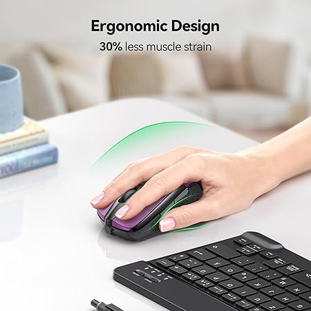 Tecknet M003 2.4G Ergonomic Wireless Mobile Optical Mouse with USB Nano Receiver (Purple)