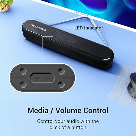 ZEBRONICS VITA BAR 201, Wireless Bluetooth Soundbar, 30 Watts, Upto 8 Hours Playback, BTv5.3 | USB | AUX (Black)